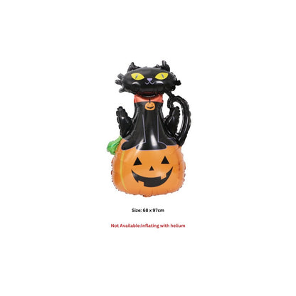 Halloween Pumpkin Black Cat Balloon - PARTY LOOP