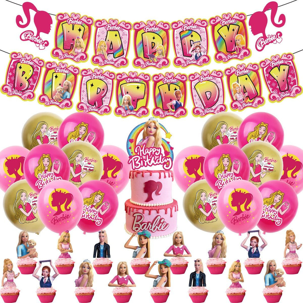 Barbie Rainbow Doll Pull Flag Balloon Pack - PARTY LOOP