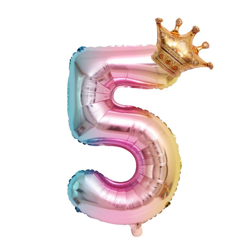 Gradient colour with Crown Number Balloon - PARTY LOOP