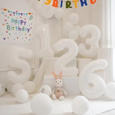 White Number Balloon - PARTY LOOP